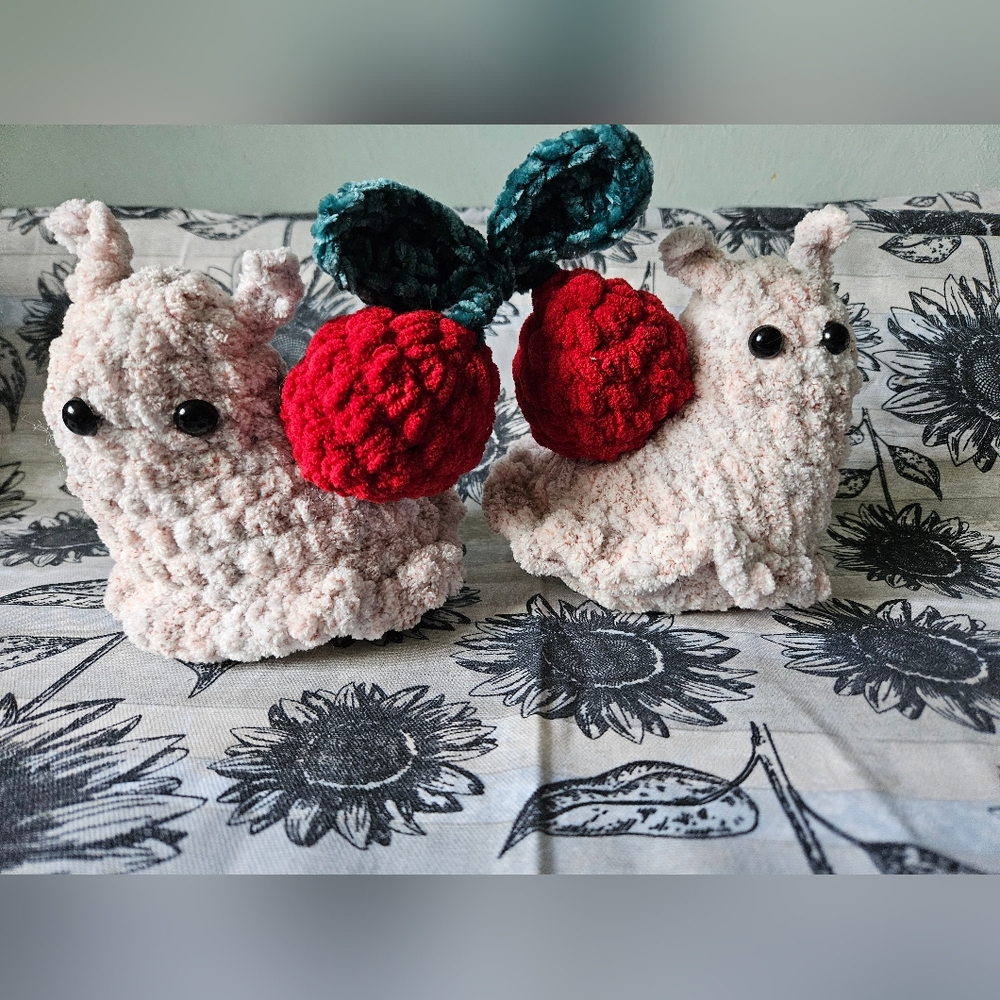Crochet Cherry Snails Plushie